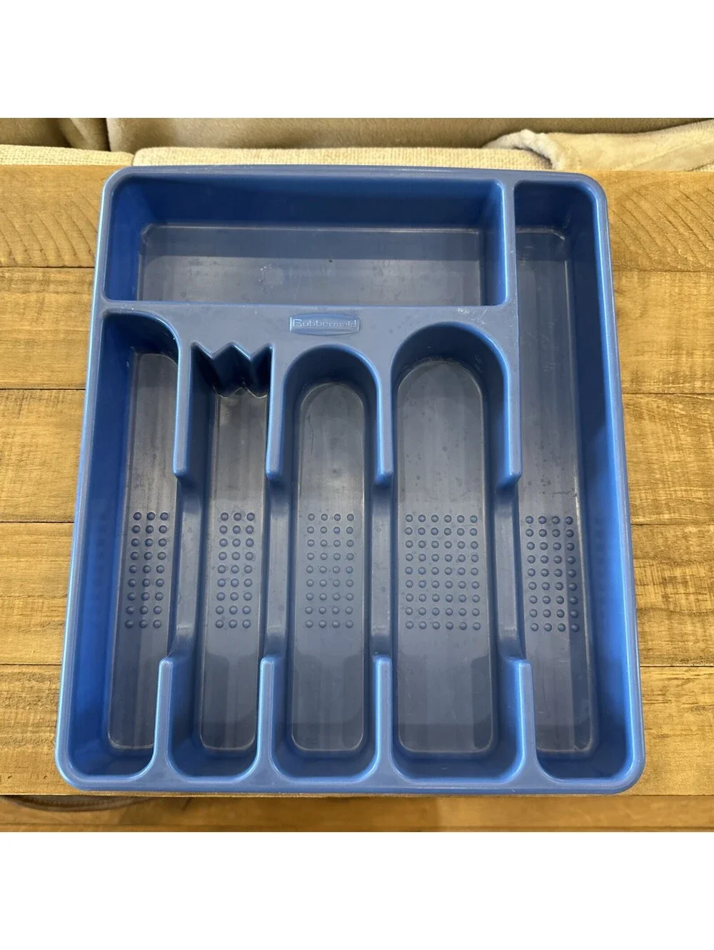 Vintage Rubbermaid Cutlery Organizer Flatware Blue 1994 Heavy Plastic 2925